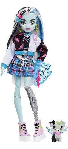 Monster High Doll, Frankie Stein Con Accesorios Y Mascota, M