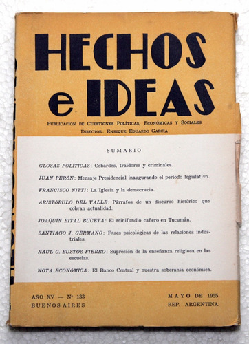 Hechos E Ideas N º 133-mayo 1955--aristobulo Del Valle