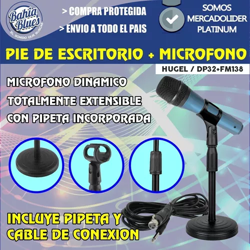 Pie De Microfono De Escritorio Regulable, Con Base + Pipeta