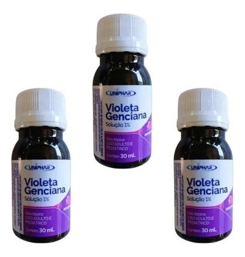 Kit Com 3 Violeta Genciana Solução 1%  30ml Cada Uniphar