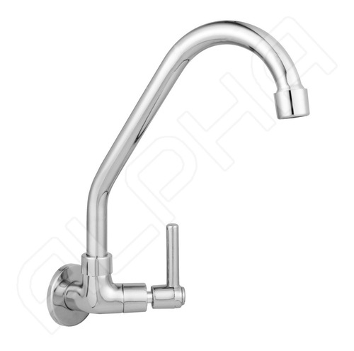 Torneira Cozinha De Parede Metal Bica Móvel Alavanca 1/4 V. Acabamento Cromado Cor Prateado