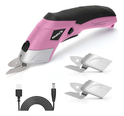 Tijera Electrica Inalambrica Usb Para Tela Carton Cuero Rosa