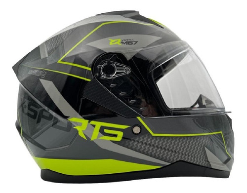 Casco Integral X Sports M67 Volton Negro Amarillo Brillante