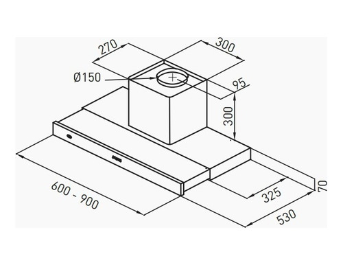 Imagen 4 de 10 de Purificador Extensible Tst 900mm Acero Inoxidable De Pared