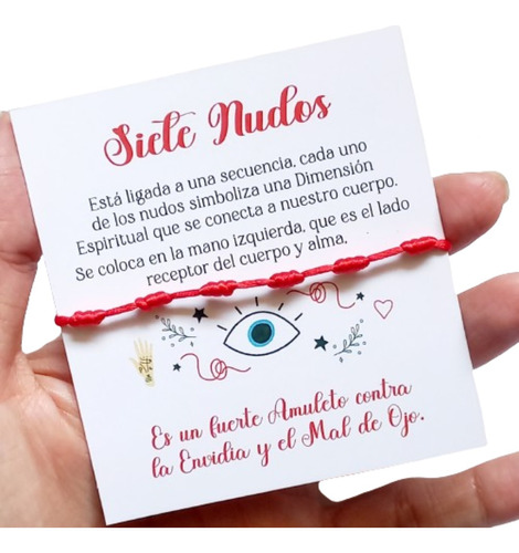 Tobillera De Hilo Rojo, 7 Nudos Amuleto