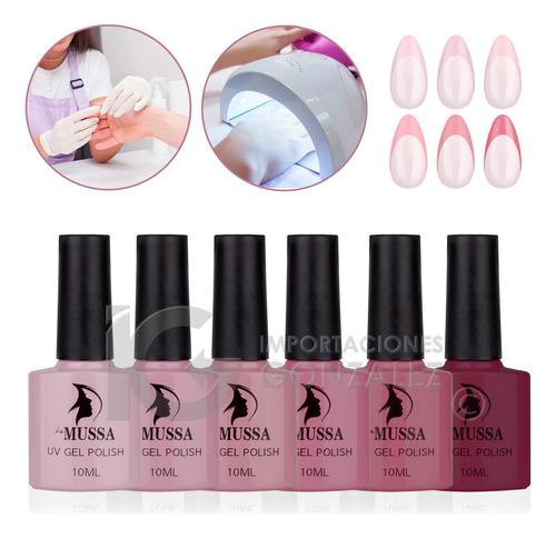 Gama De Gel Semipermanente Mussa® 6 Esmaltes Para Uñas Uv Color Gama Blush