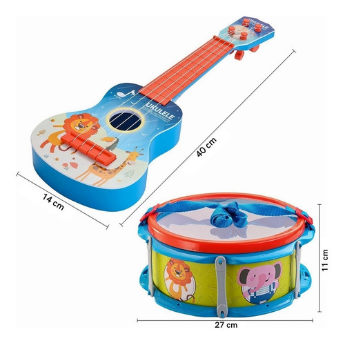 Imagen 2 de 6 de Set Orquesta Musical Instrumentos Tambor Xilofon Microfono