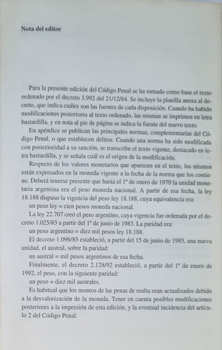Código Penal Argentino. Ruy Diaz 1996. T. Dura. Lujo