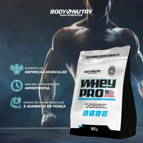 Suplemento en polvo Body Nutry que complementa Premium Whey Pro Whey Whey Pro con sabor a leche fermentada en una recarga de 900 g