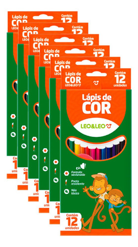 Kit Lápis De Cor 12 Cores Léo&léo Pacote C/06 Unidades