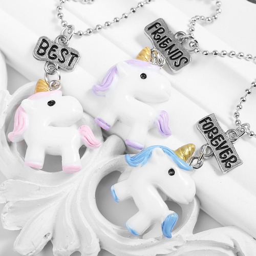 T Set 3 Collares Unicornios Best Friends Forever Amigos