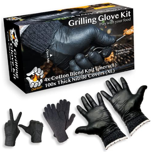 Kit De Guante Parrilla - 100 Guantes De Nitrilo Negro -...