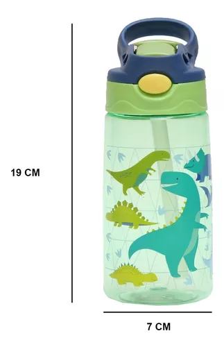 Botella Agua Niños Infantil + Popote Kawaii Antiderrame