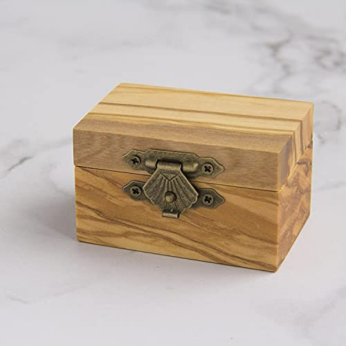 Caja Anillos Compromiso Madera Olivo Rústico