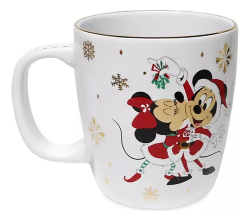 Disney Store Taza Mickey Minnie Navidad Beso Bajo Muerdago