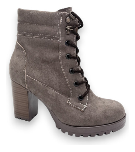 Botines Para Dama De Tacón Alto Con Cordones Elegantes
