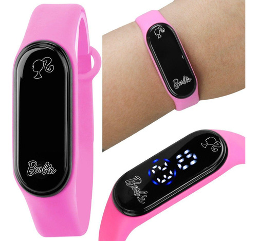 Relógio Digital Infantil Prova D'água Rosa Barbie Bracelete