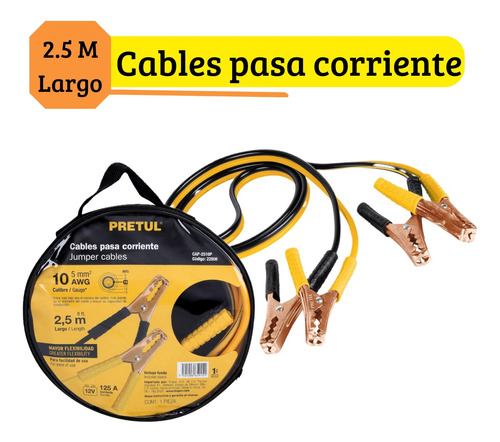 Cables Pasa Corriente 2.5 M, 125 A, 10 Awg, Pretul