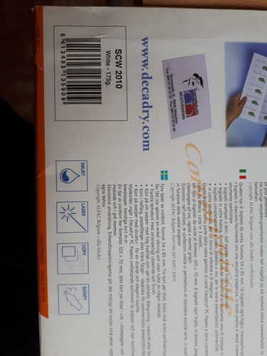 12 Hojas X 10 Tarjetas Para Imprimir Importado De Bélgica