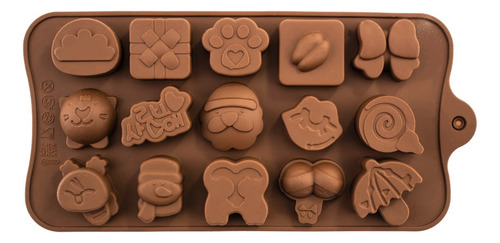 Molde Silicona Gelatina Gomitas Chocolate Navidad Kawai Cute Color Marrón