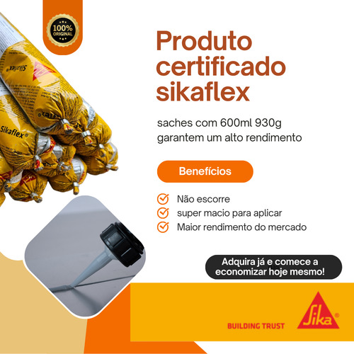 Kit 10 Sachê Sikaflex 101 Sachê Cinza Uso Geral 600ml/ 930g
