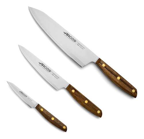 Knife Set 3 Pieces Nitrum Stainless Steel And Mm Blade. Prof