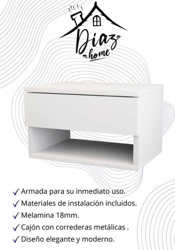 Mesa De Luz Flotante Mesita De Luz Moderna Mueble Hogar