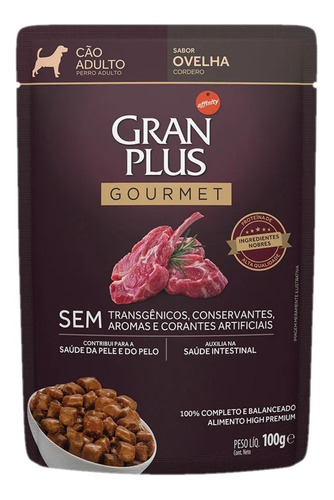 Ração Úmida Cães Adultos Gourmet Ovelha Sachê 100g Granplus