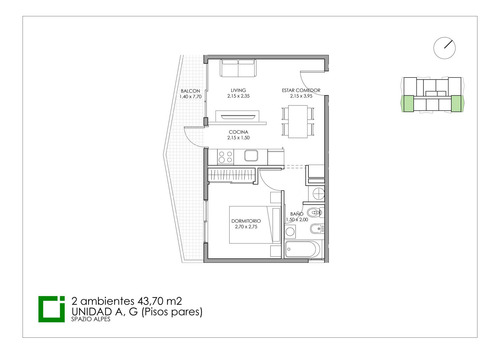Departamento 2 Ambientes Caseros