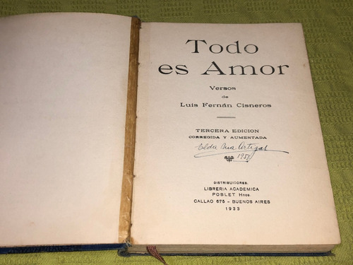 Todo Es Amor - Luis Fernán Cisneros - Librería Poblet