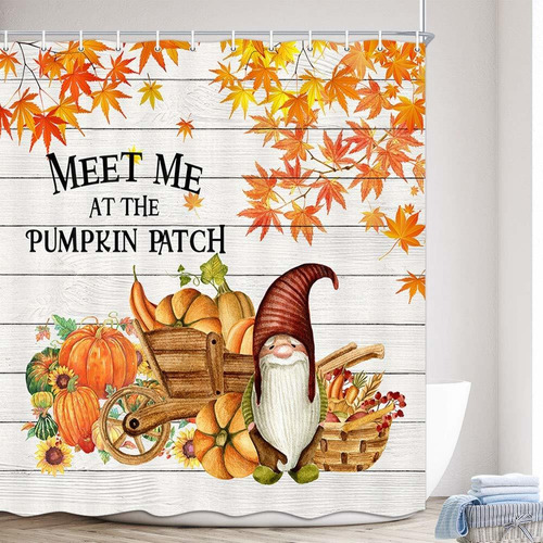 Cortina Ducha Gnomo Otoño Cosecha Meet Me At The Pumpkin X