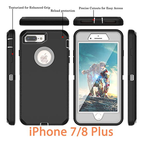Funda Para iPhone 8 Plus / 7 Plus Negro And Gris 5.5 PuLG So