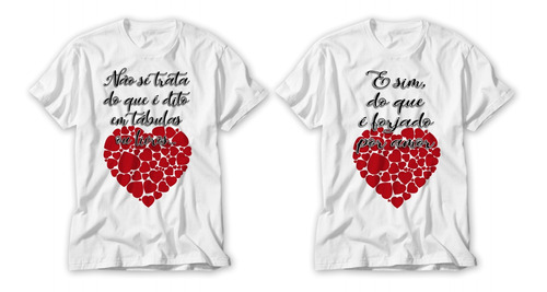 Kit Camiseta Dia Dos Namorados Coração Amor Personalizado