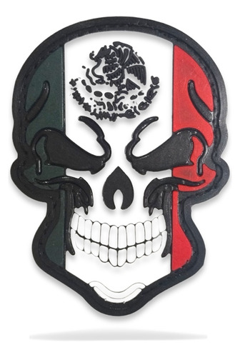 Parche Insignia Pvc Bandera Mexico Calavera Táctico Unisex