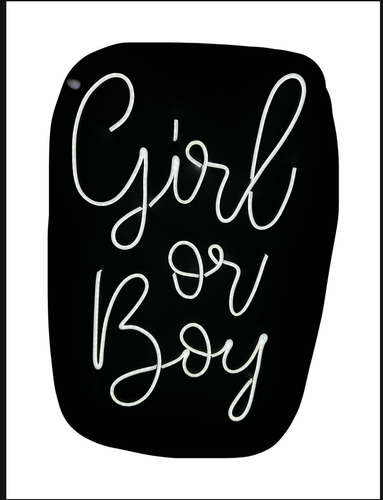Cartel Girl Or Boy Neón Flex Con Base De Acrílico Girl Or Boy