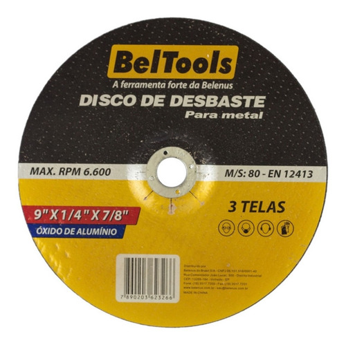 Kit 6 Disco Desbaste 9x7/8 Corte Metal Beltools