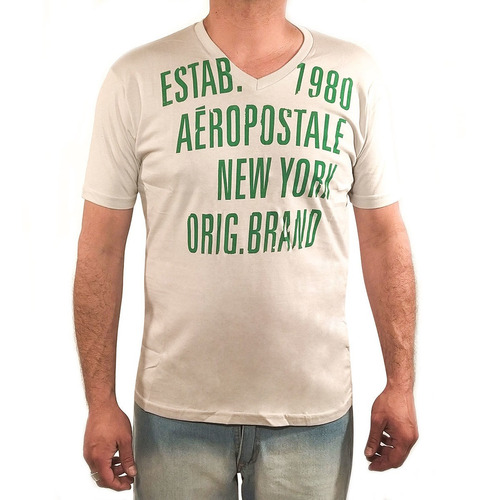 Remera Aeropostale Print «v» Neck Tee Revolt Hombre Aero