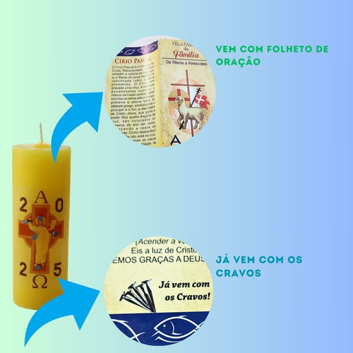 Vela Pascal Da Família Amarela Jesus Com Cruz Vm Com Caixa