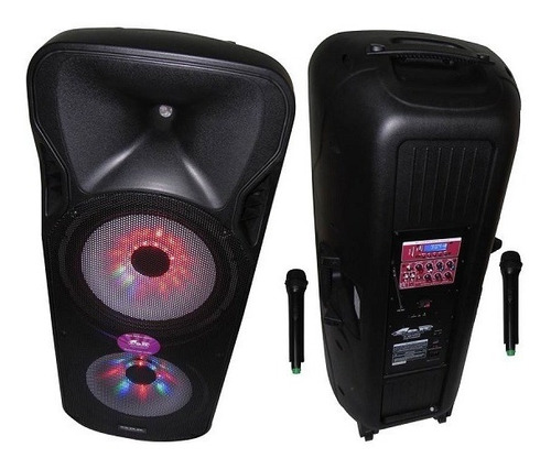 Bafle Portatil Mp3 Columna 2x15 Bateria Bt 600w 2 Mic Out