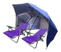 Comprar Combo Playa Sombrilla Carpa 240mt 2 Reposeras Aluminio 100kg