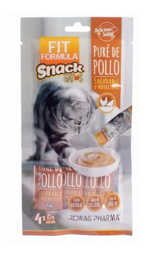 Fit Formula Snack Puré De Pollo Gatos 4 Tubos De 15 Grs C/u