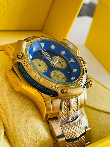 Reloj Invicta Subaqua Dorado Fondo Azul Caballero Full Set