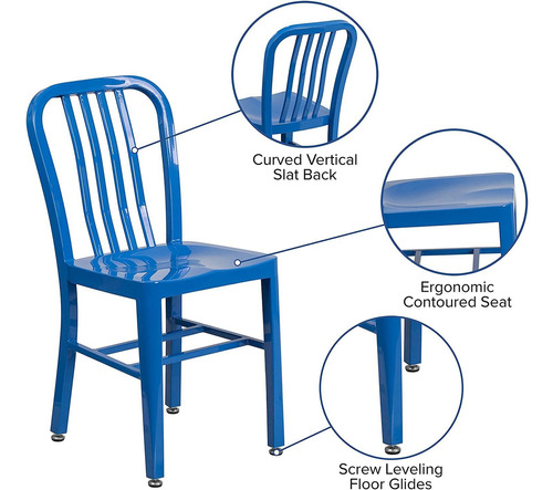 Flash Muebles Grado Comercial Azul Metal Interior Silla