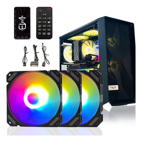 Kit 3 Ventiladores Pc Gamer 120mm Rgb Disipadores Para Cpu