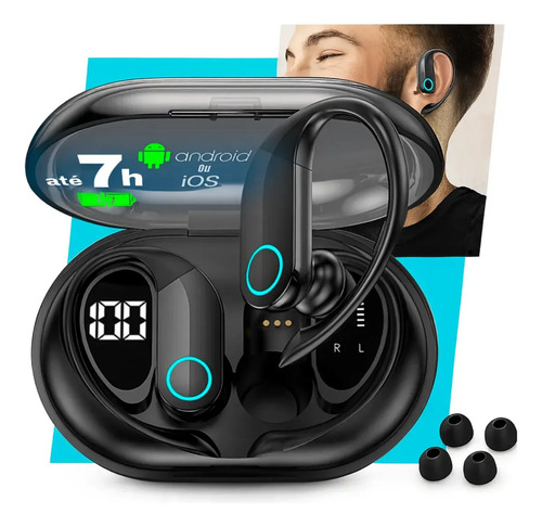 Fone De Ouvido Bluetooth Sem Fio Tws Esportivo Kateluo Para Corrida Esportes Bike Moto Academia Caminhada Tipo Gancho