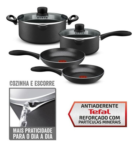 Conjunto Panelas 4 Peças Duetto Preto Antiaderente Rochedo