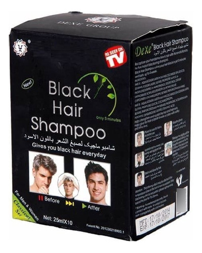  Shampoo Tinte Pinta Canas Negro Efectivo Duradero