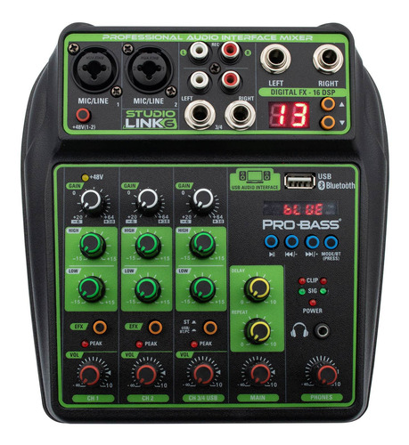 Mesa De Som 6 Canais C Interface Usb Pro Bass Studio Link 6