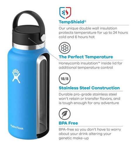 Hydro Flask Botella Termica Wide Mouth 591 Ml Termo Blanco