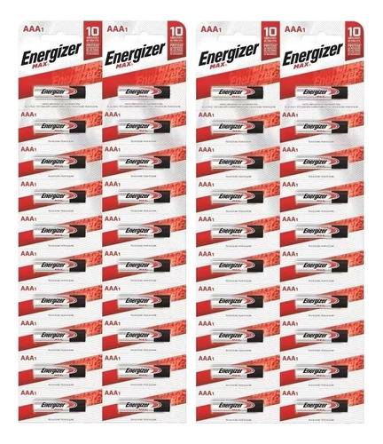 40 X Pilas Aaa Energizer Max E92 Pilas Alcalinas 1.5 V